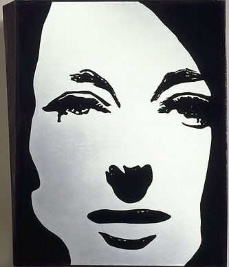 Металлическая картина: геометрически выпуклый портрет. 1964 г. Мартиал Райсс. Флокаж, фабричная живопись по холсту в деревянной окрашенной рамке. Центр Помпиду, Национальный музей современного искусства.